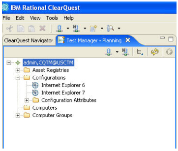Screen shot shows Rational ClearQuest setup environment