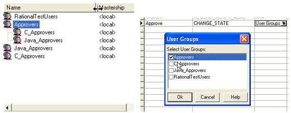 Figure shows a screen where a high level approvers group allows sub-groups to be nested within it.