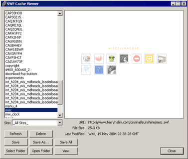 SWF Cache Viewer