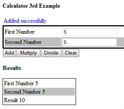 Results displaying with status message