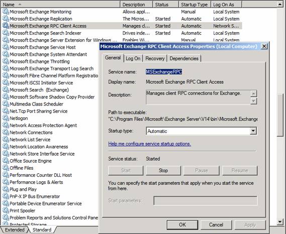  6: RPC Client Access Service  Services MMC    Client Access