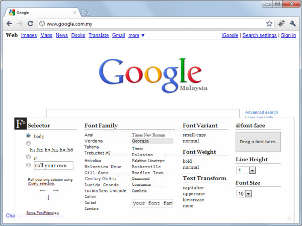 Font Editor Google Chrome