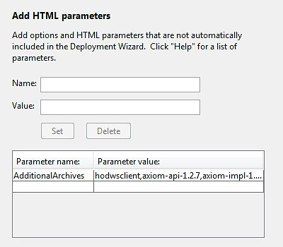 Рисунок 2. Панель Add HTML parameters в Rational Host On-Demand Deployment Wizard