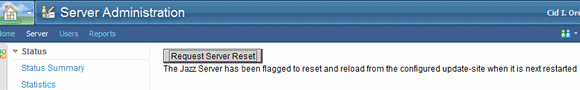 Image shows the Request Server Reset button