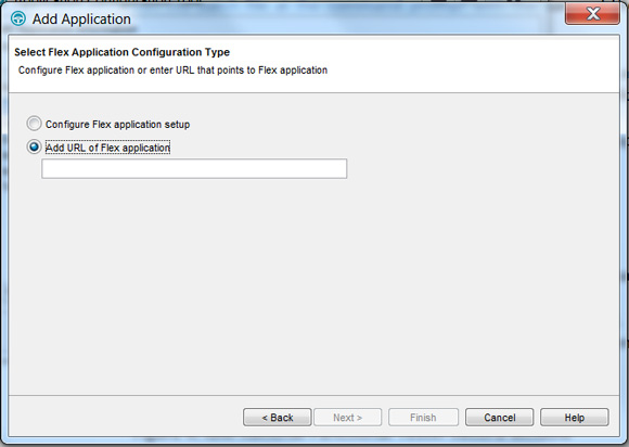 6.  Add URL of Flex pplication   Add Application