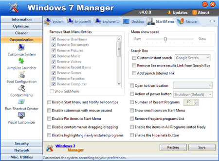    Windows 7 Manager