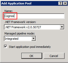 Figure 3 - Add Application Pool dialog from the IIS Manager console