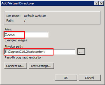 Figure 5 - Add virtual directory dialog from the IIS Manager console