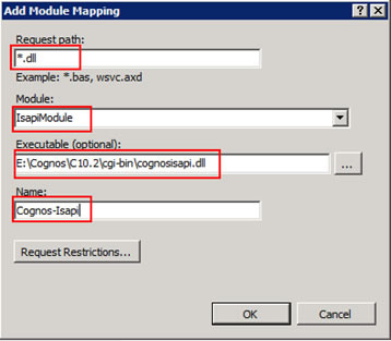 Figure 7 - Add module mapping dialog from the IIS Manager console