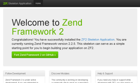 Zend Framework 2 skeleton application welcome page