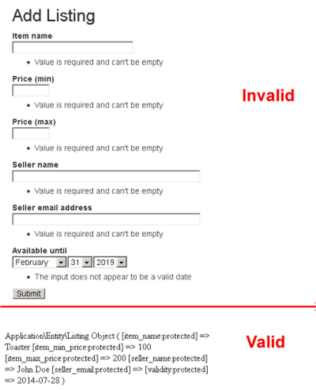 Form validation and submission