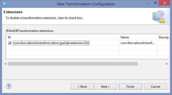 Рисунок 13. Вкладка Extensions файла конфигурации преобразования JPA в EJB 3.0