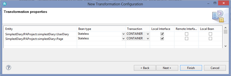 Рисунок 15. Вкладка Custom с дополнительными параметрами в файле конфигурации преобразования JPA в EJB 3.0