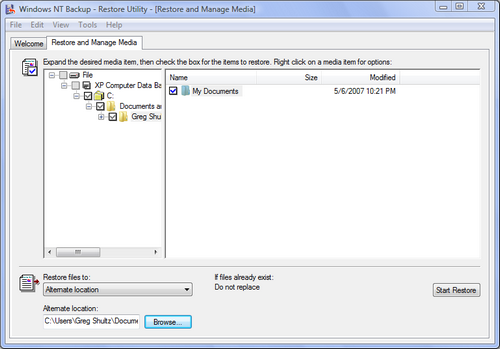 Windows NT Backup - Restore Utility