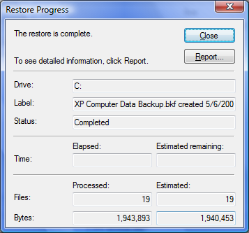 Windows NT Backup - Restore Utility