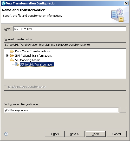   New Transformation Configuration 