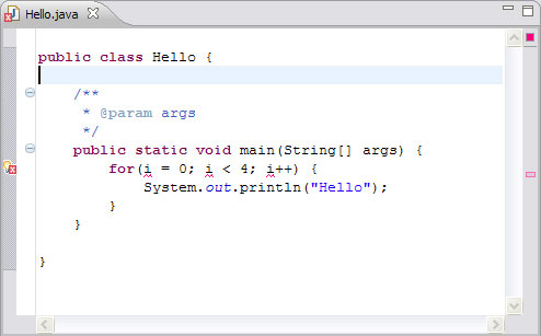 Класс Hello в редакторе Java